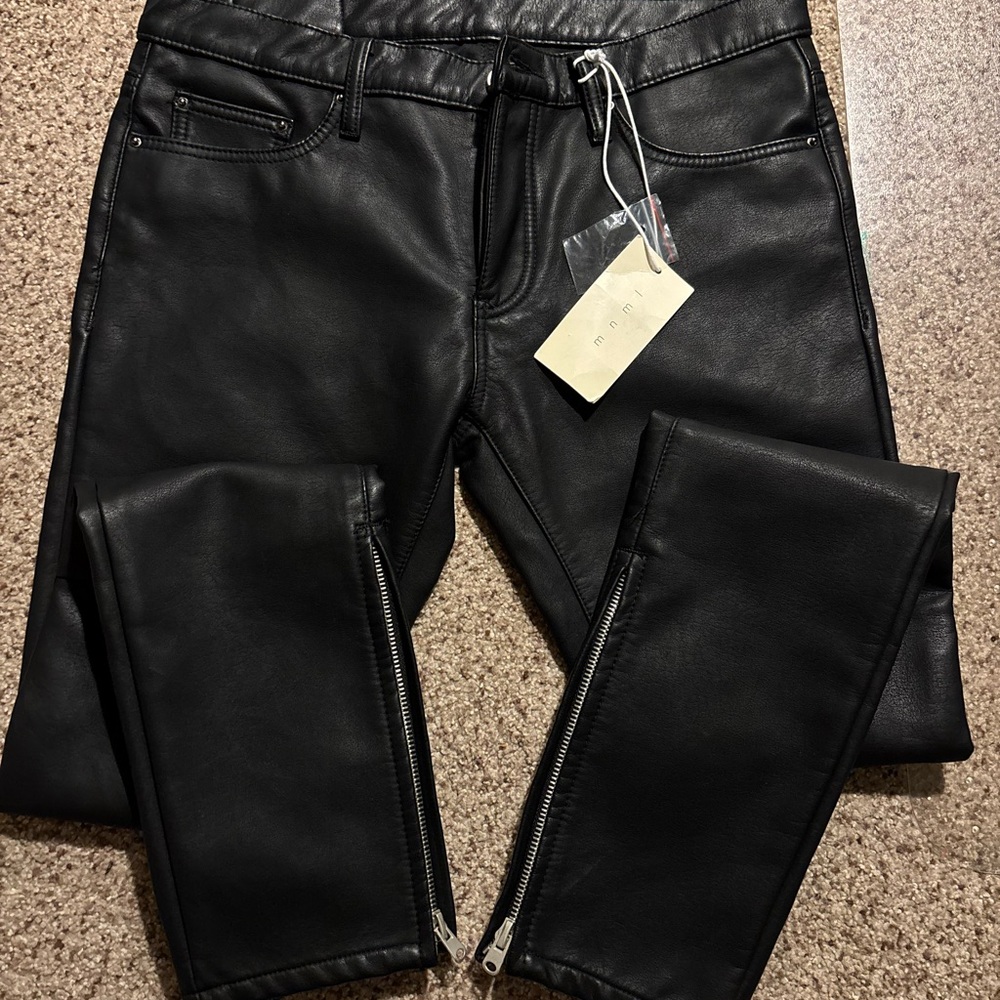 MNML Black Skinny Leather Pants